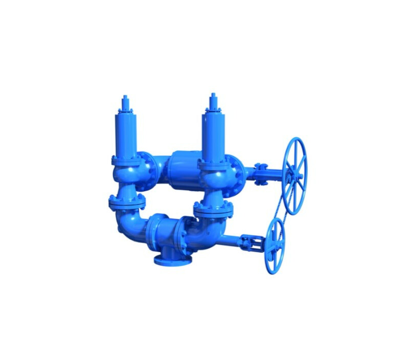 Блок предохранительных клапанов с переключающими устройствами БПК5 50-160нж УХЛ1 50нж8нж в составе: клапан предохранительный пружинный сальниковый фланцевый без приспособления для принудительного открытия СППК5 50-160нж 17нж8нж DN 50/80 PN 16,0/4,0 МПа УХ - купить в ЕСК, характеристики, цена