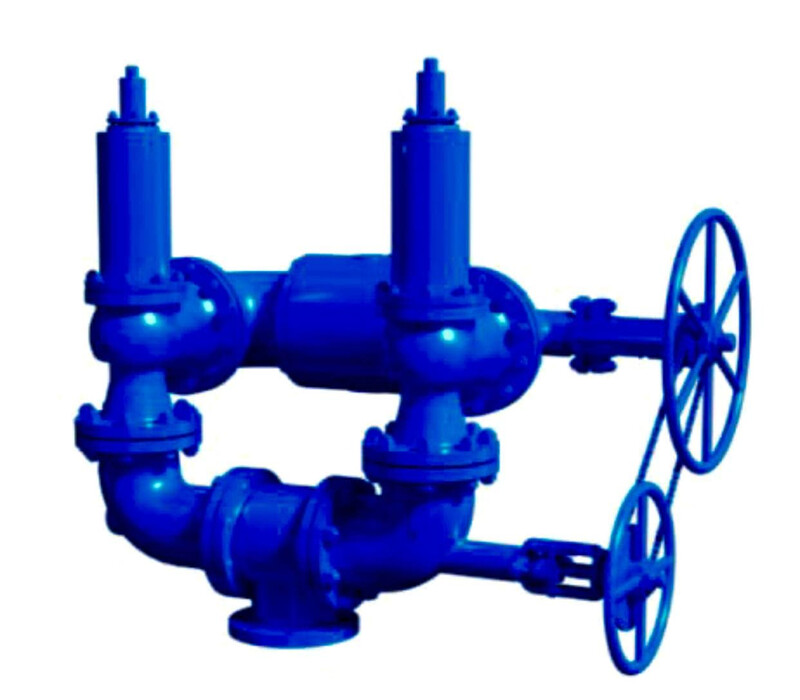 Блок предохранительных клапанов с переключающими устройствами БПК4Р 80-63 ХЛ1 50лс89нж в составе: клапан предохранительный пружинный сальниковый фланцевый с приспособлением для принудительного открытия СППК4Р 80-63 17лс89нж DN 80/100 PN 6,3/4,0 МПа ХЛ1, к - купить в ЕСК, характеристики, цена