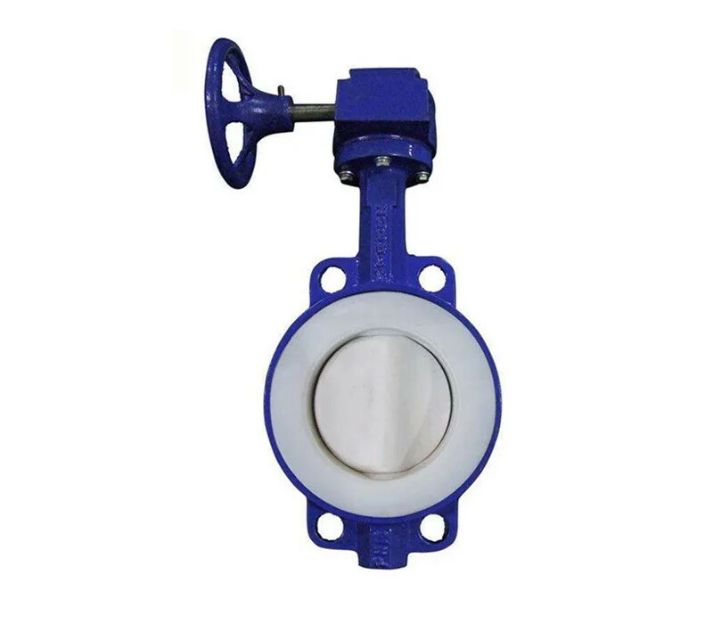 Затвор дисковый поворотный с футерованным диском и корпусом, уплотнением PTFE,  межфланцевый, двусторонний, с редуктором DN 600 PN 1,0 МПа, корпус - cталь WCB, диск - сталь WCB + PTFE - купить в ЕСК, характеристики, цена