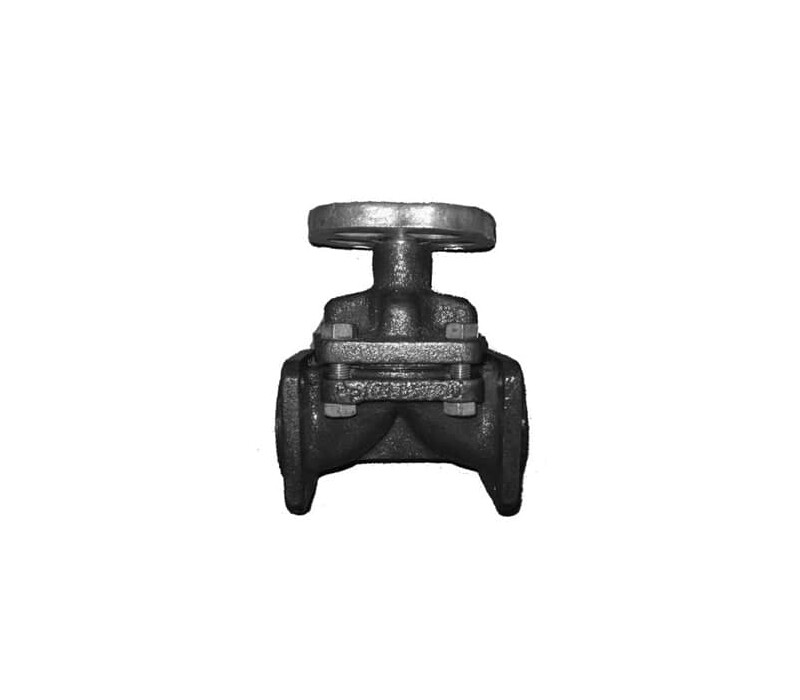 Клапан запорный мембранный гуммированный фланцевый ручной 15ч73гм DN 50 PN 0,6 МПа У3, корпус чугун, класс герметичности «С» по ГОСТ 9544-2015 - купить в ЕСК, характеристики, цена