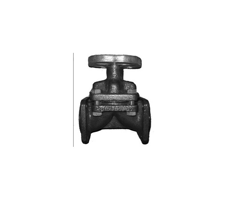 Клапан запорный мембранный футерованный полиэтиленом фланцевый ручной 15ч75п1м DN 40 PN 1,0 МПа У3, корпус чугун, класс герметичности «С» по ГОСТ 9544-2015 - купить в ЕСК, характеристики, цена