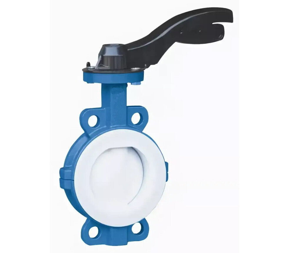 Затвор дисковый поворотный с футерованным диском и корпусом, уплотнением PTFE,  межфланцевый, двусторонний, ручной DN 40 PN 1,6 МПа, корпус - cталь CF8M, диск - сталь CF8M - купить в ЕСК, характеристики, цена